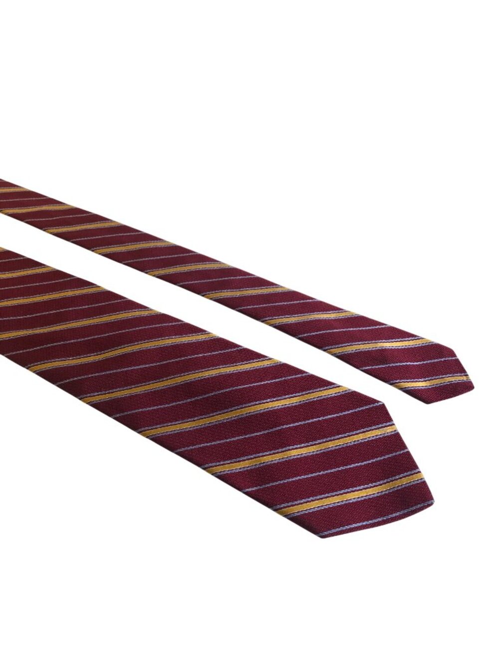 Brooks Brothers 346 Burgundy Yellow White Striped Silk Tie Classic Office Gift